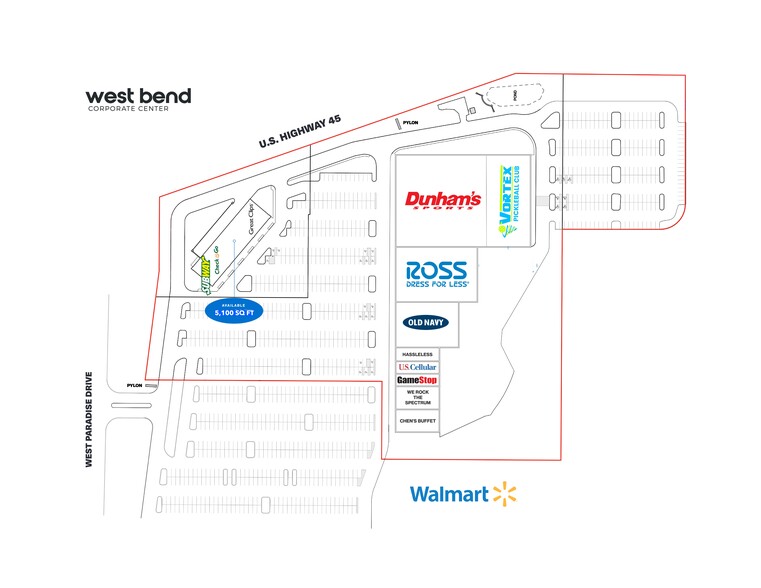 1291-1341 W Paradise Dr, West Bend, WI en alquiler - Plano del sitio - Imagen 1 de 9