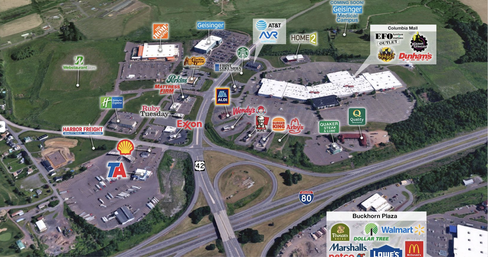 225 Columbia Mall Dr, Bloomsburg, PA en venta - Vista aérea - Imagen 3 de 4