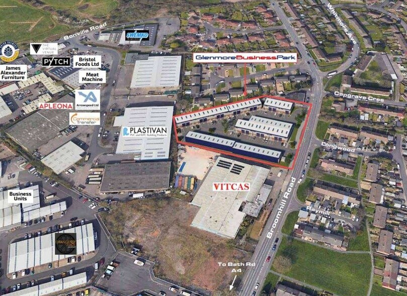 198-202 Broomhill Rd, Bristol en venta - Vista aérea - Imagen 3 de 3