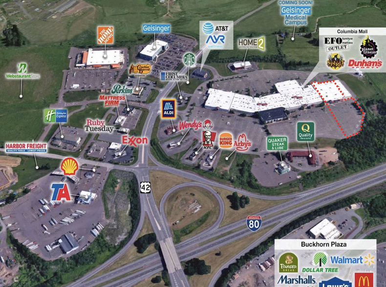 225 Columbia Mall Dr, Bloomsburg, PA en venta - Vista aérea - Imagen 2 de 3