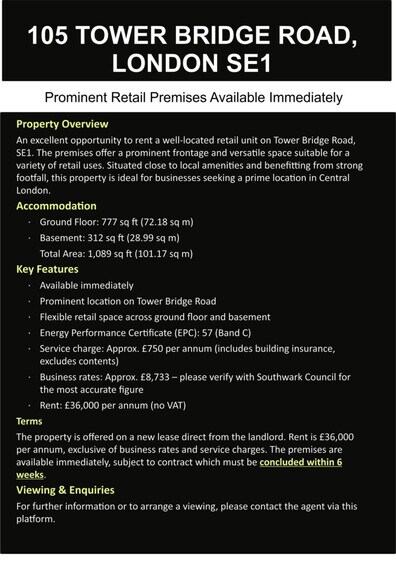 105 Tower Bridge Rd, London en alquiler - Foto del edificio - Imagen 2 de 7