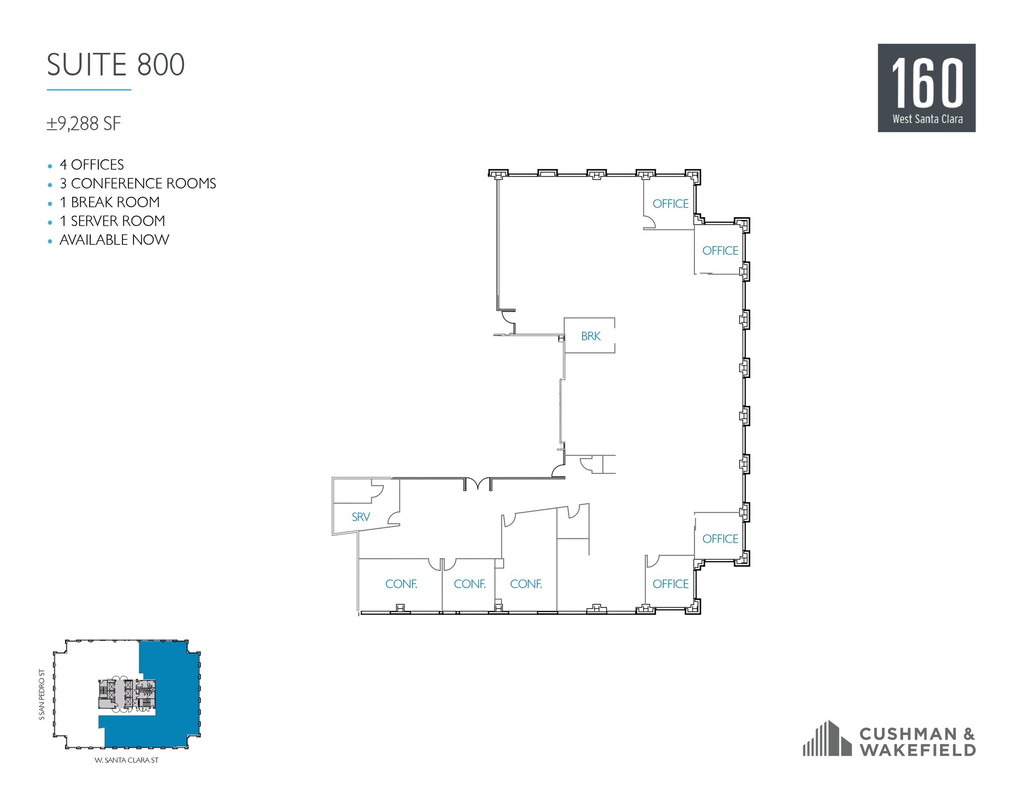 160 W Santa Clara St, San Jose, CA en alquiler Plano de la planta- Imagen 1 de 1