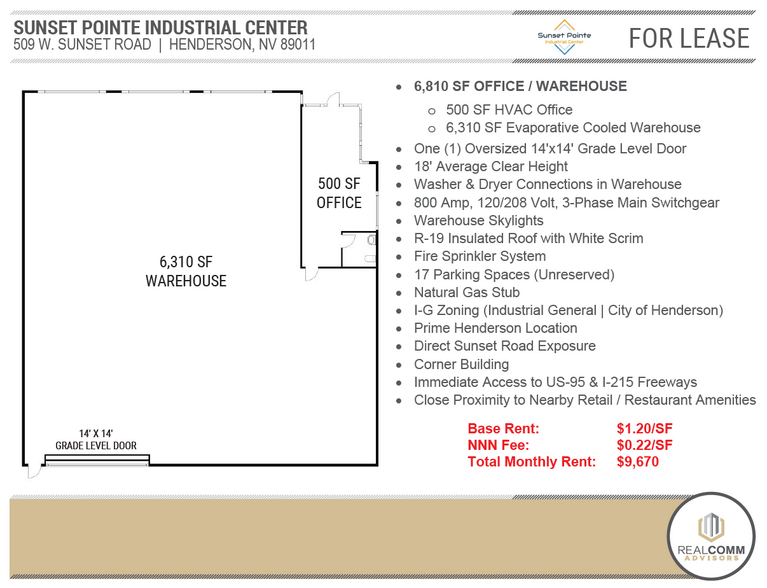 509 W Sunset Rd, Henderson, NV en alquiler - Plano de la planta - Imagen 3 de 7