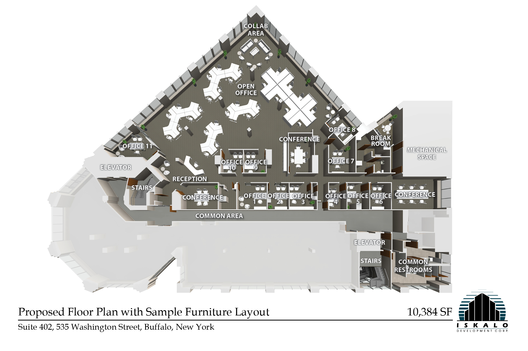 535 Washington St, Buffalo, NY en alquiler Plano de la planta- Imagen 1 de 1