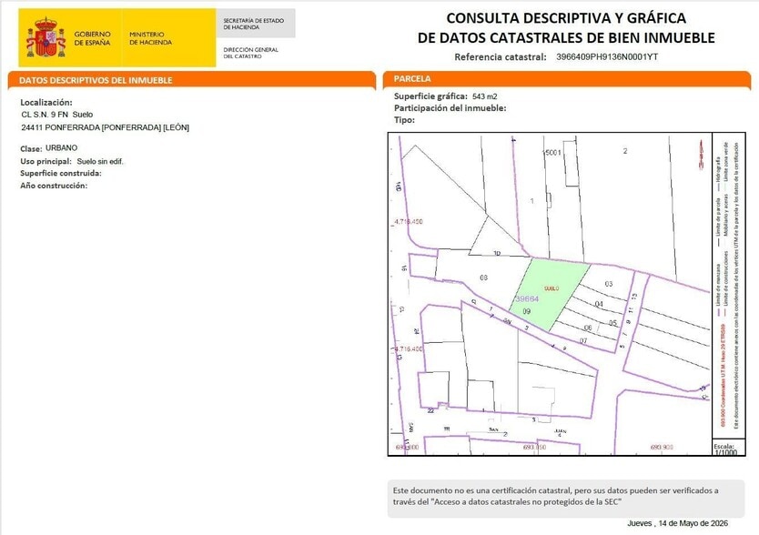 Terreno en Ponferrada, León en venta - Plano del sitio - Imagen 3 de 4