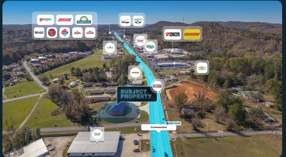 1811 2nd Ave E, Oneonta, AL en venta - Vista aérea - Imagen 2 de 2