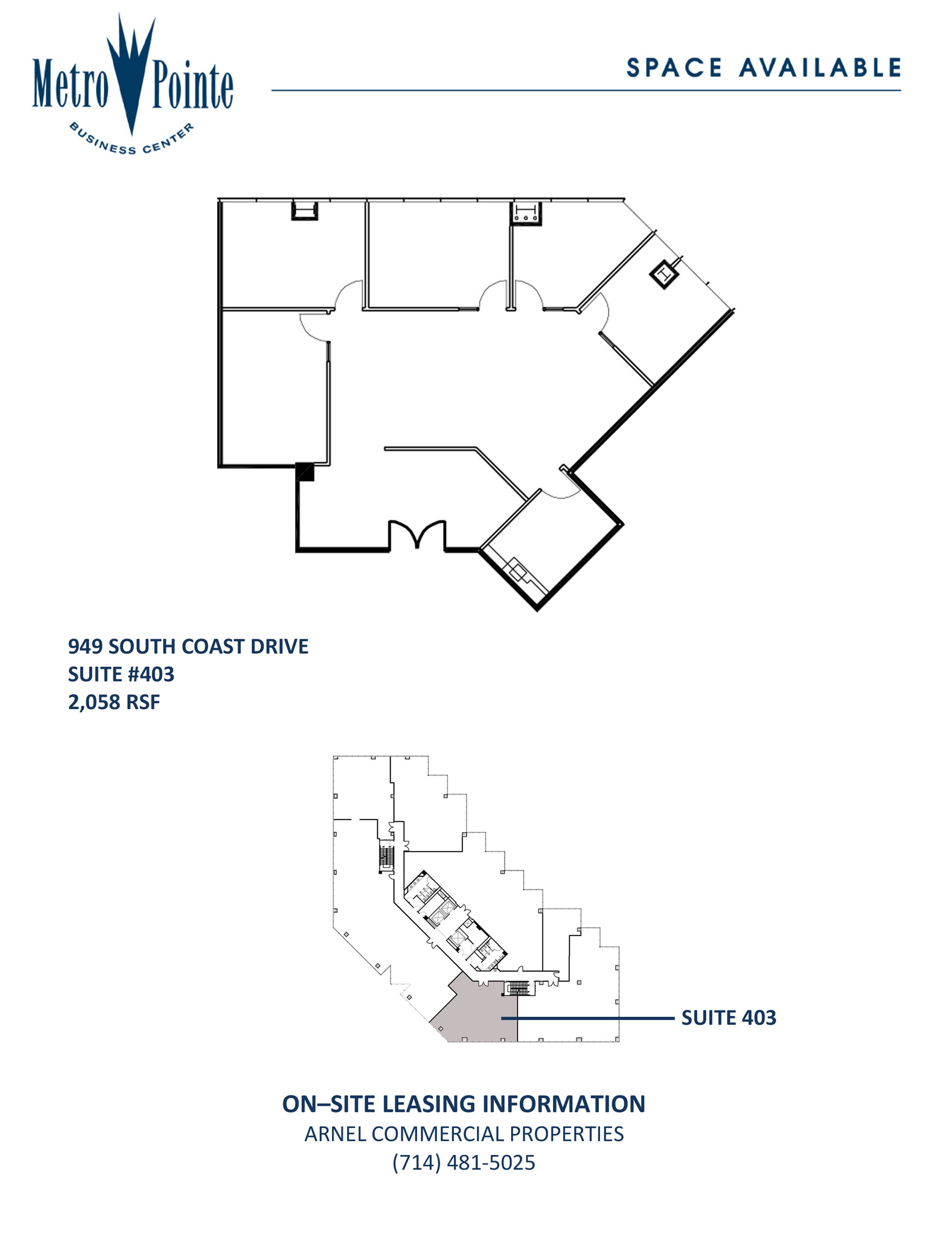 949 S Coast Dr, Costa Mesa, CA en alquiler Plano de la planta- Imagen 1 de 1