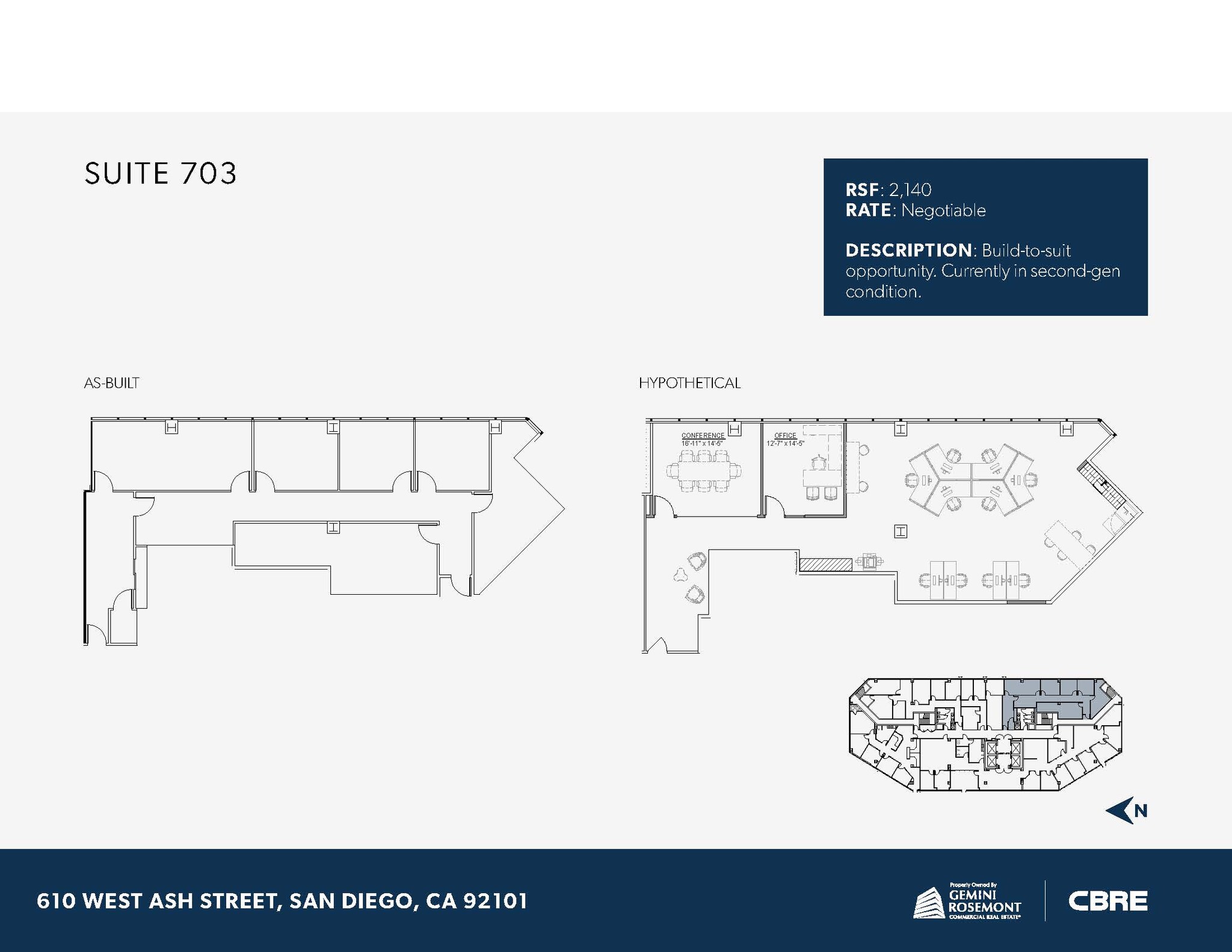 610 W Ash St, San Diego, CA en alquiler Plano de la planta- Imagen 1 de 1