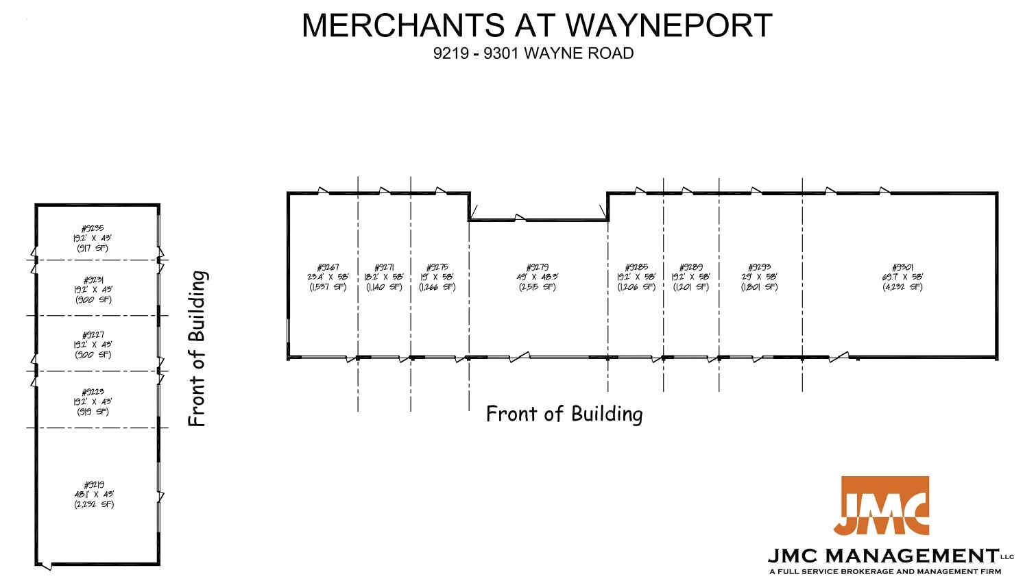 9219-9301 Wayne Rd, Romulus, MI en alquiler Plano de la planta- Imagen 1 de 2