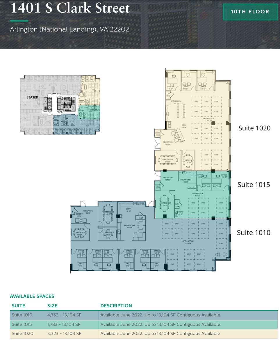 1401 S Clark St, Arlington, VA en alquiler Plano de la planta- Imagen 1 de 1