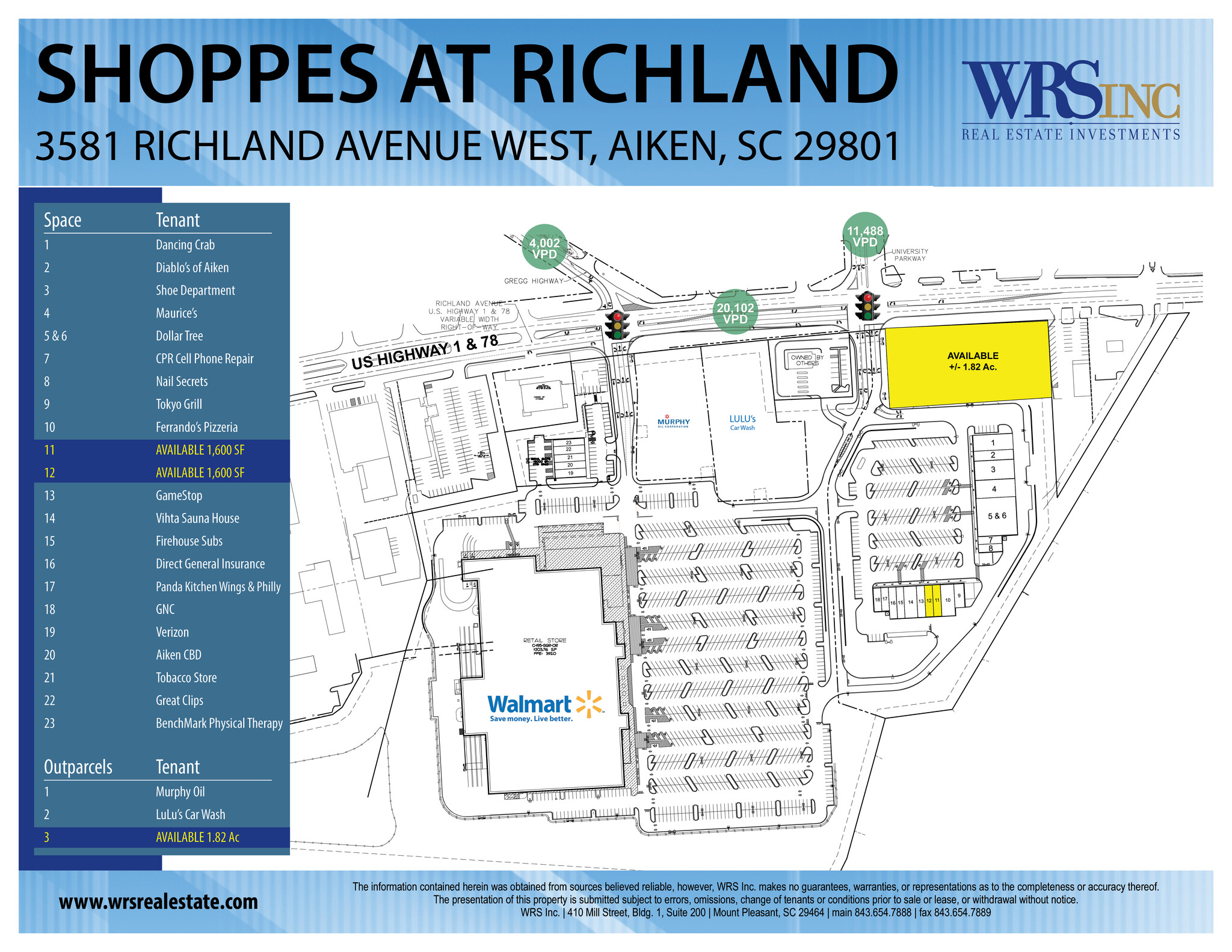 3533-3605 Richland Ave W, Aiken, SC en alquiler Plano del sitio- Imagen 1 de 11