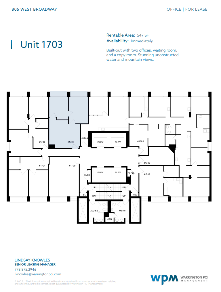 805 W Broadway, Vancouver, BC en alquiler Plano de la planta- Imagen 1 de 1