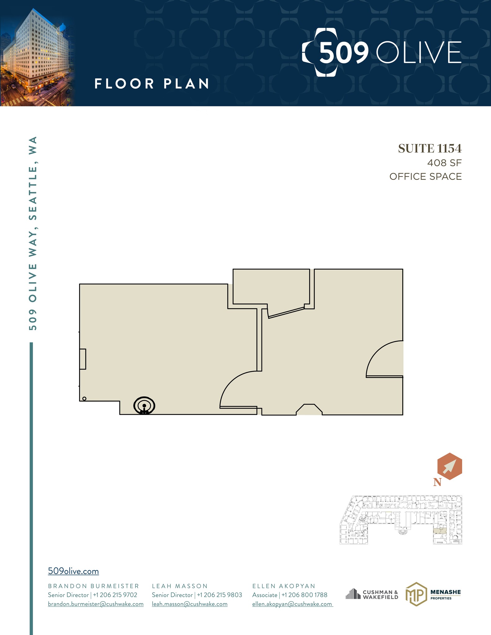 509 Olive Way, Seattle, WA en alquiler Plano de la planta- Imagen 1 de 2