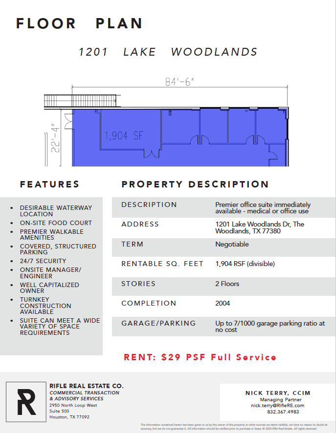 1201 Lake Woodlands Dr, The Woodlands, TX en alquiler Plano de la planta- Imagen 1 de 1