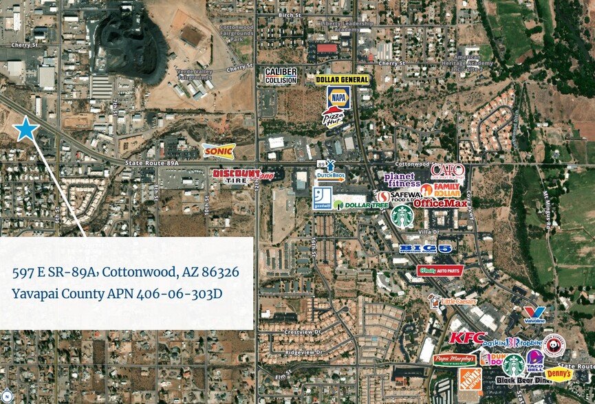 597 E State Route 89A, Cottonwood, AZ en venta - Vista aérea - Imagen 3 de 4