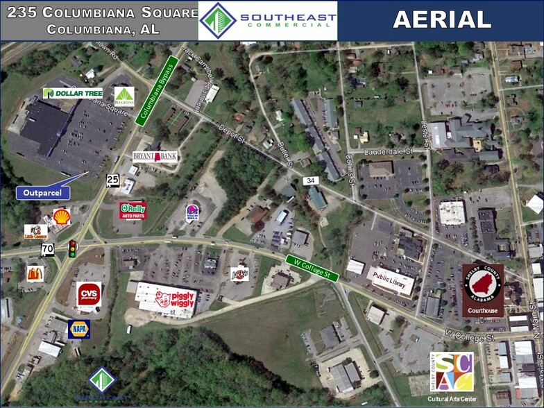 235-325 Columbiana Sq, Columbiana, AL en alquiler - Vista aérea - Imagen 3 de 3