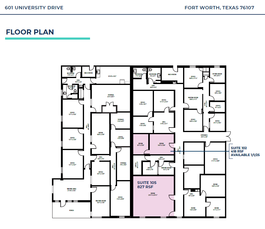 601 University Dr, Fort Worth, TX en alquiler Plano de la planta- Imagen 1 de 1