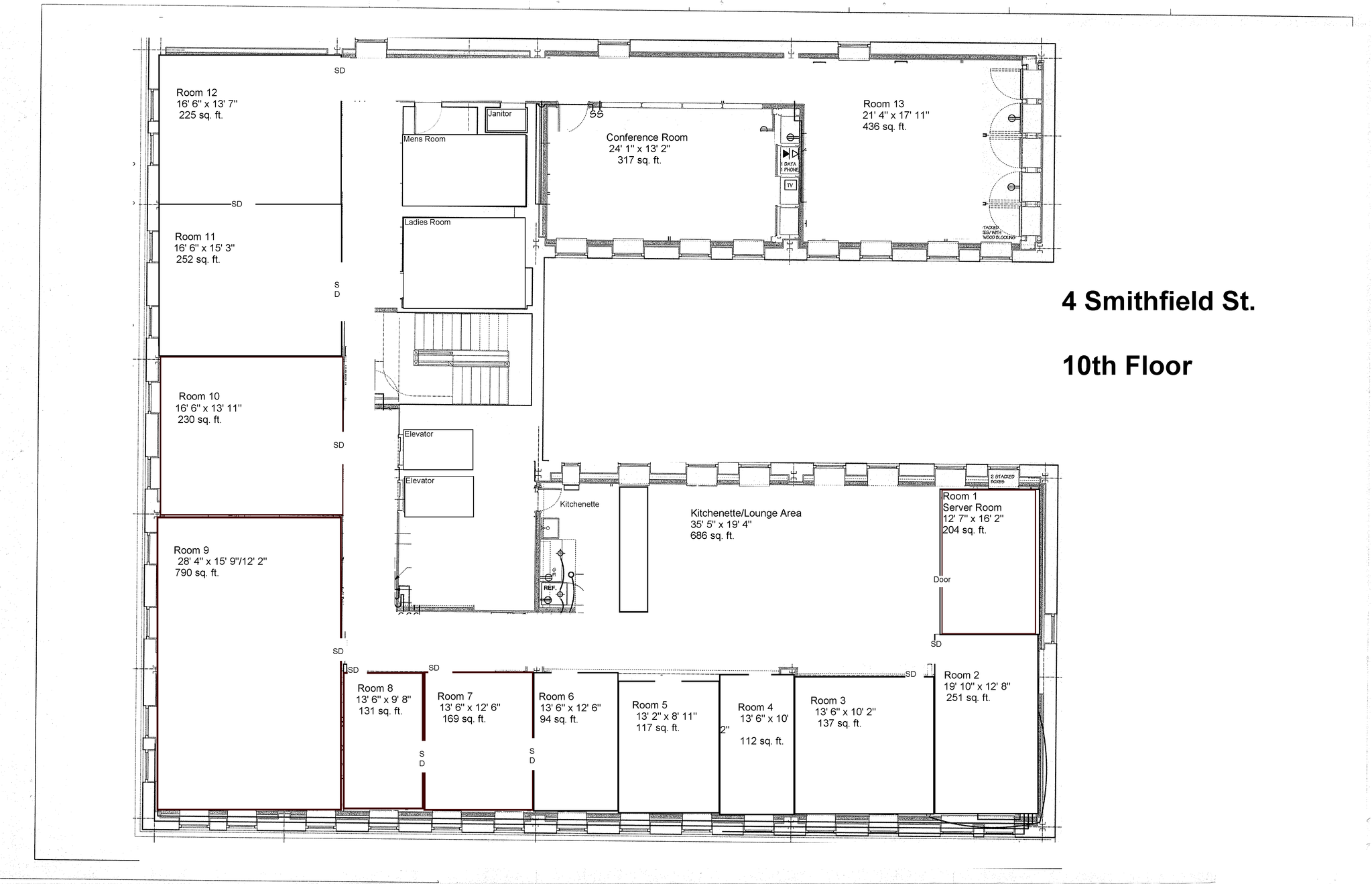 4-6 Smithfield St, Pittsburgh, PA en alquiler Plano de la planta- Imagen 1 de 12