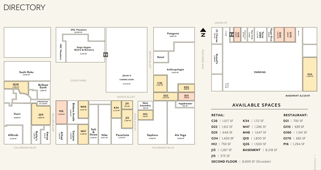 61-75 W Colorado Blvd, Pasadena, CA en alquiler Plano del sitio- Imagen 1 de 1