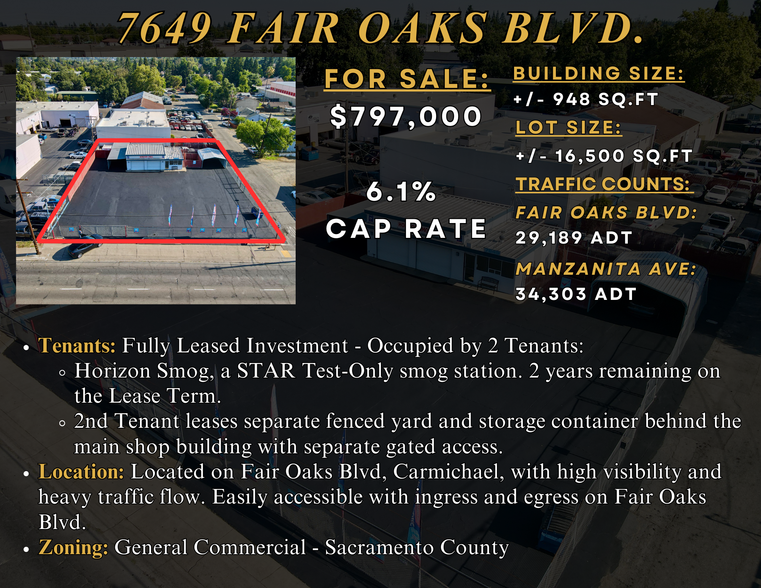 7649 Fair Oaks Blvd, Carmichael, CA en venta - Foto del edificio - Imagen 2 de 7