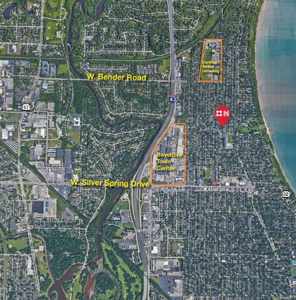 5966 N Santa Monica Blvd, Whitefish Bay, WI en venta - Vista aérea - Imagen 3 de 9