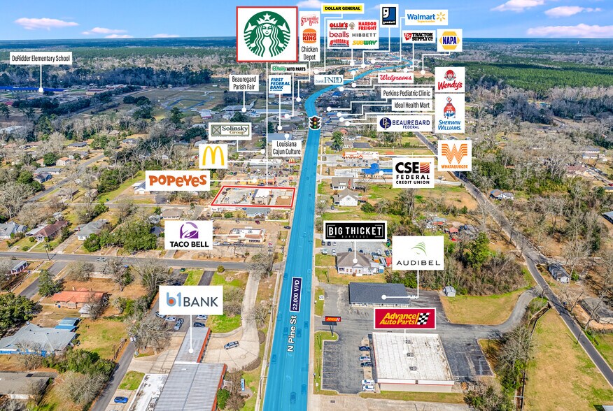 417 N Pine St, Deridder, LA en venta - Vista aérea - Imagen 3 de 4