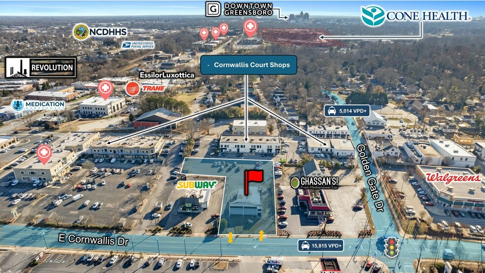 402 E Cornwallis St, Greensboro, NC en venta - Vista aérea - Imagen 1 de 4