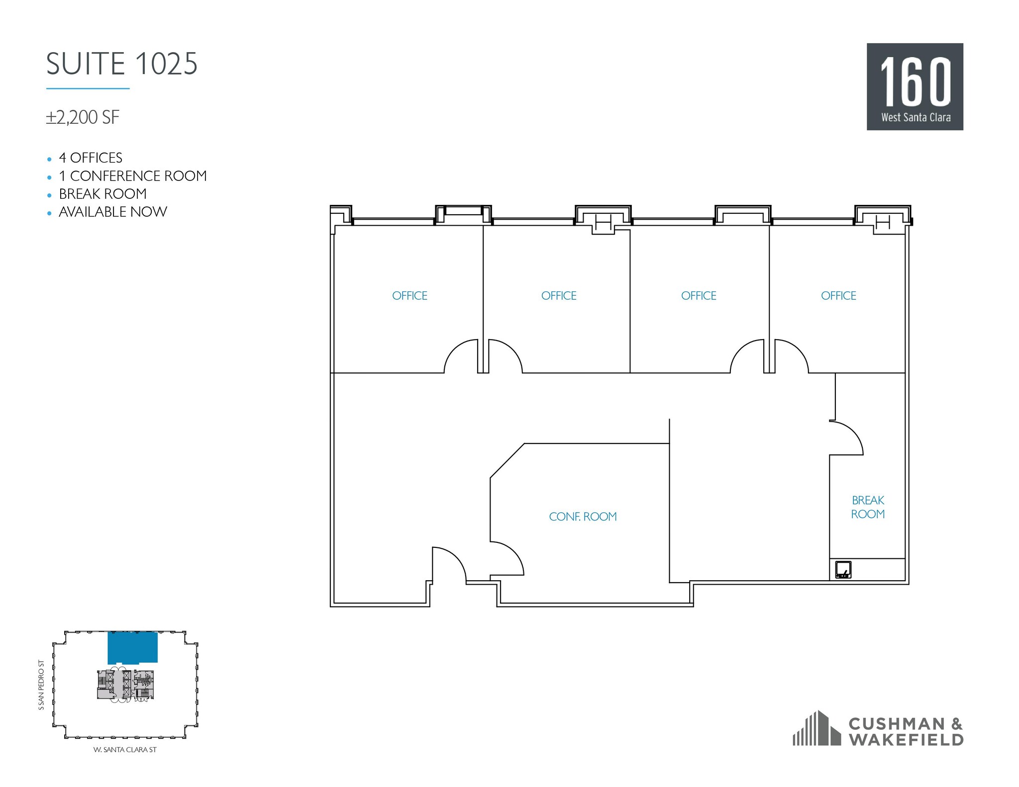 160 W Santa Clara St, San Jose, CA en alquiler Plano de la planta- Imagen 1 de 1