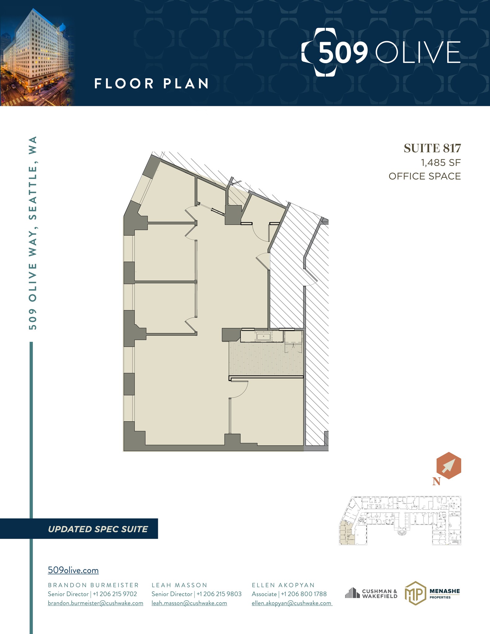 509 Olive Way, Seattle, WA en alquiler Plano de la planta- Imagen 1 de 2