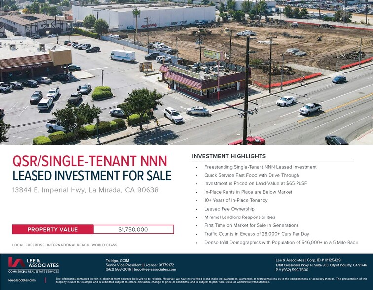 13844 Imperial Hwy, La Mirada, CA en venta - Foto del edificio - Imagen 1 de 3