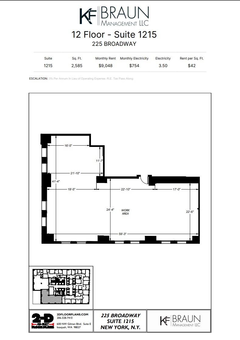 225 Broadway, New York, NY en alquiler Plano de la planta- Imagen 1 de 3