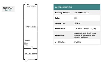 2120 W Mission Rd, Escondido, CA en alquiler Plano de la planta- Imagen 1 de 1