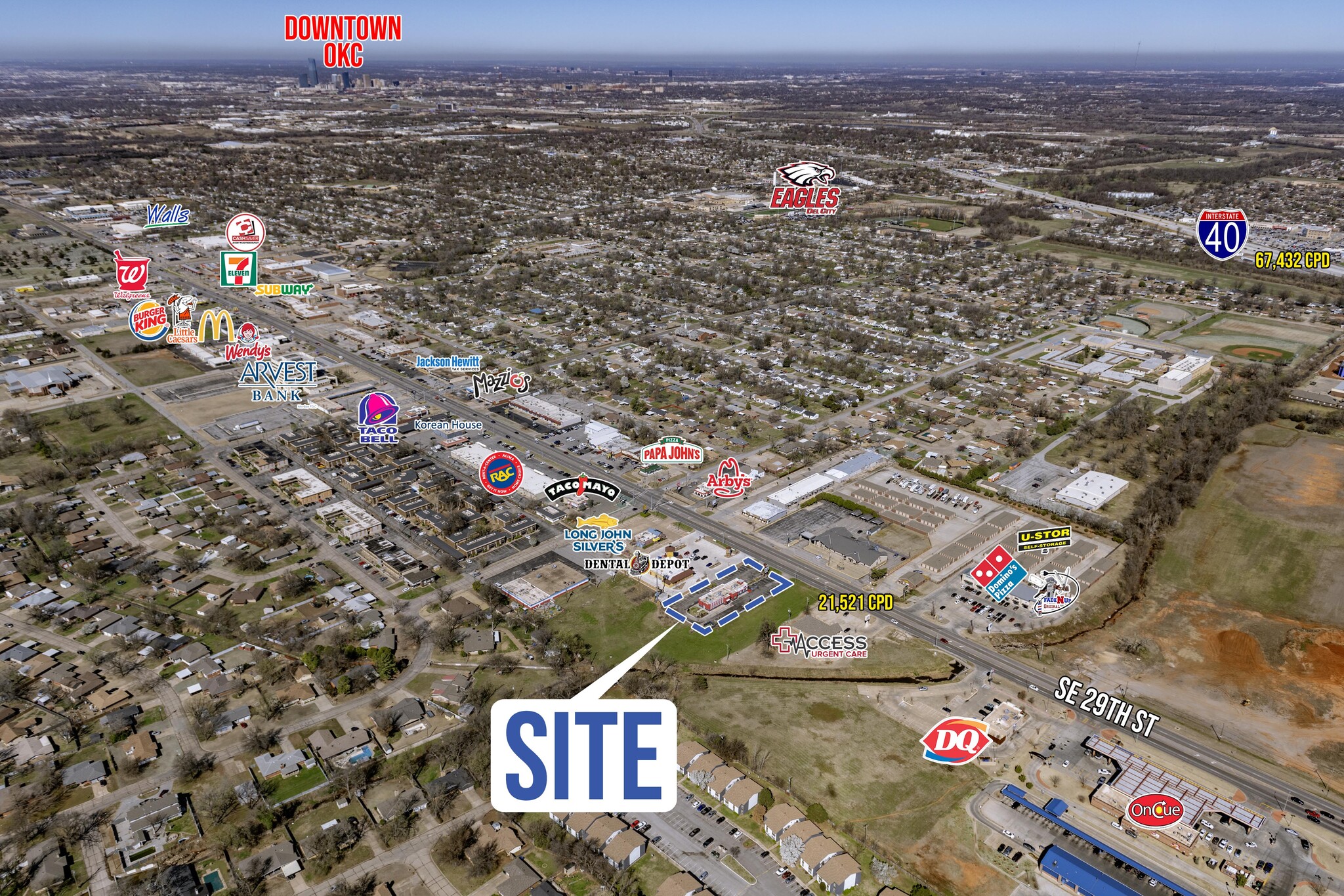 5008 SE 29th St, Del City, OK en venta Vista aérea- Imagen 1 de 7