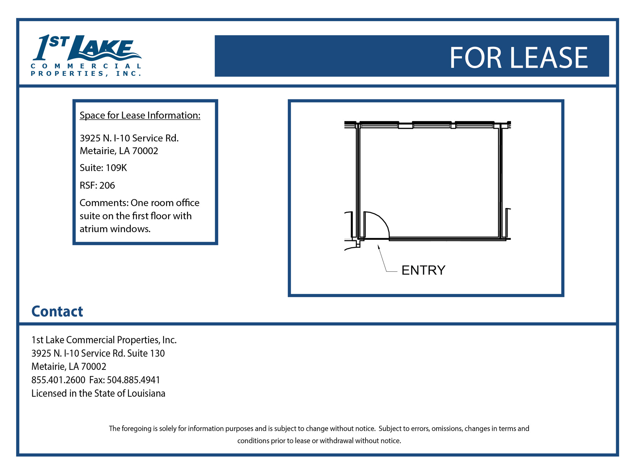 3925 N I-10 Service Rd, Metairie, LA en alquiler Plano de la planta- Imagen 1 de 1