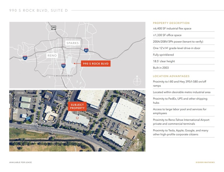 990 S Rock Blvd, Reno, NV en alquiler - Vista aérea - Imagen 3 de 4