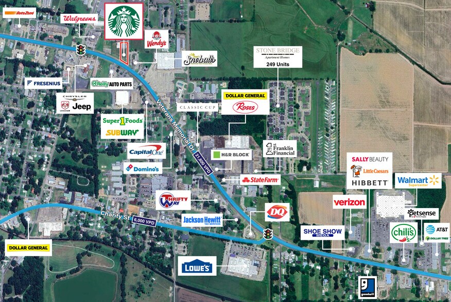 Veterans Memorial Drive & Odea Street, Abbeville, LA en venta - Vista aérea - Imagen 2 de 4