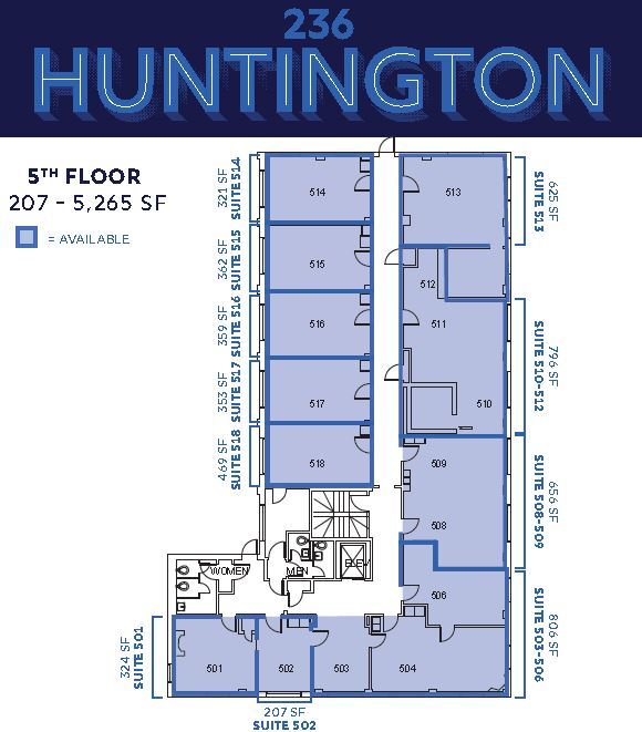 236 Huntington Ave, Boston, MA en alquiler Plano de la planta- Imagen 1 de 5