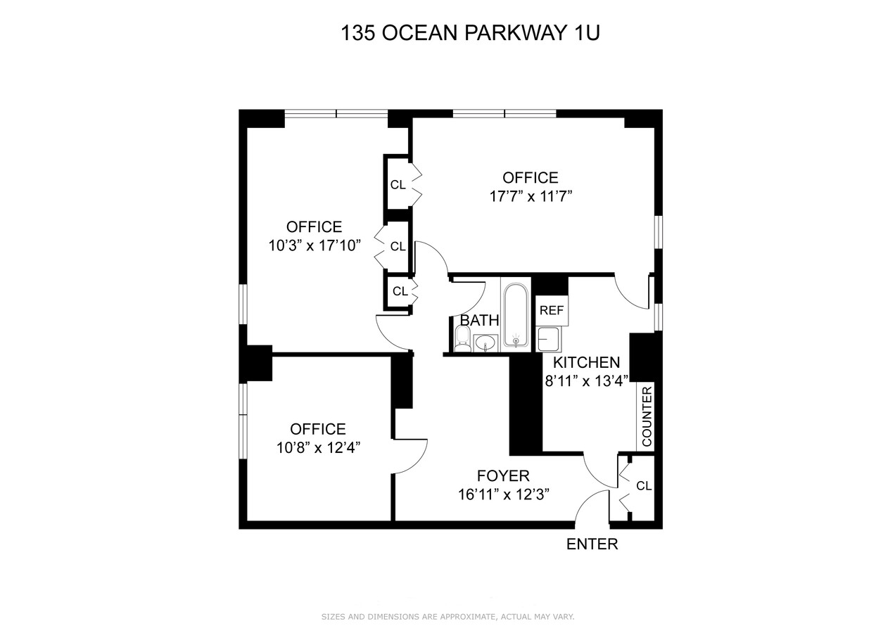 135 Ocean Pky, Brooklyn, NY 11218 - Unidad 1U -  - Plano de la planta - Image 1 of 1