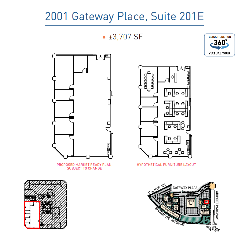 2001 Gateway Pl, San Jose, CA en alquiler Plano de la planta- Imagen 1 de 1