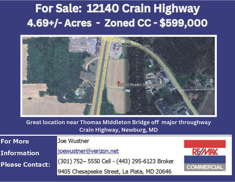 12140 Robert S. Crain Hwy, Newburg, MD en venta - Vista aérea - Imagen 1 de 4