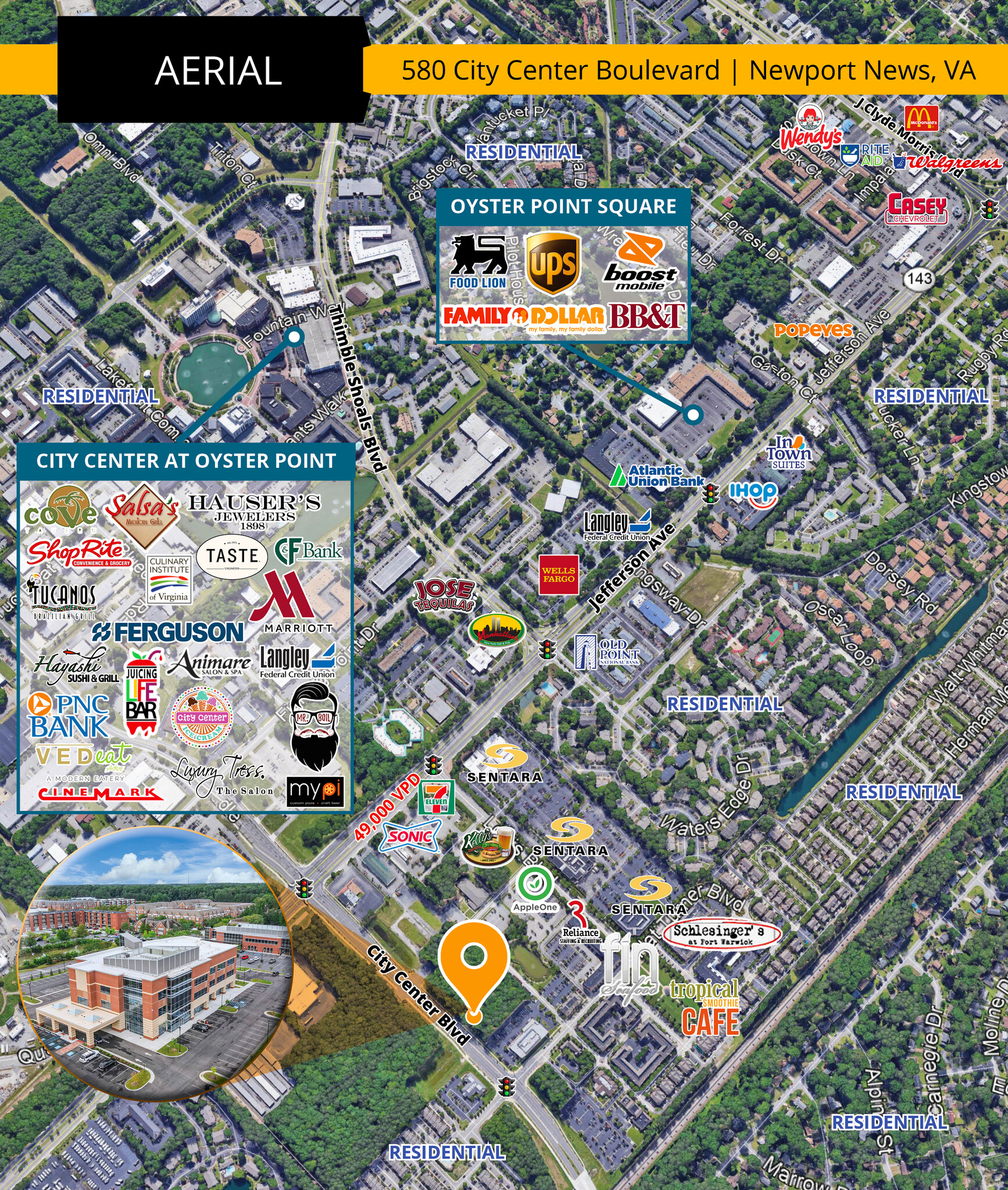 580 City Center Blvd, Newport News, VA en alquiler Mapa- Imagen 1 de 2