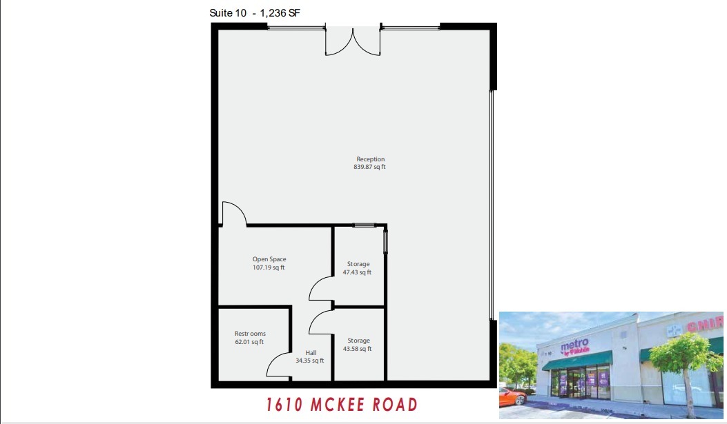 1610 Mckee Rd, San Jose, CA en alquiler Plano de la planta- Imagen 1 de 1