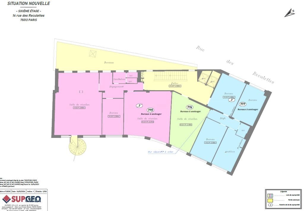 14 Rue Des Reculettes, Paris, PAR 75013 - Unidad Lot 6e - - Plano de la planta - Image 1 of 5